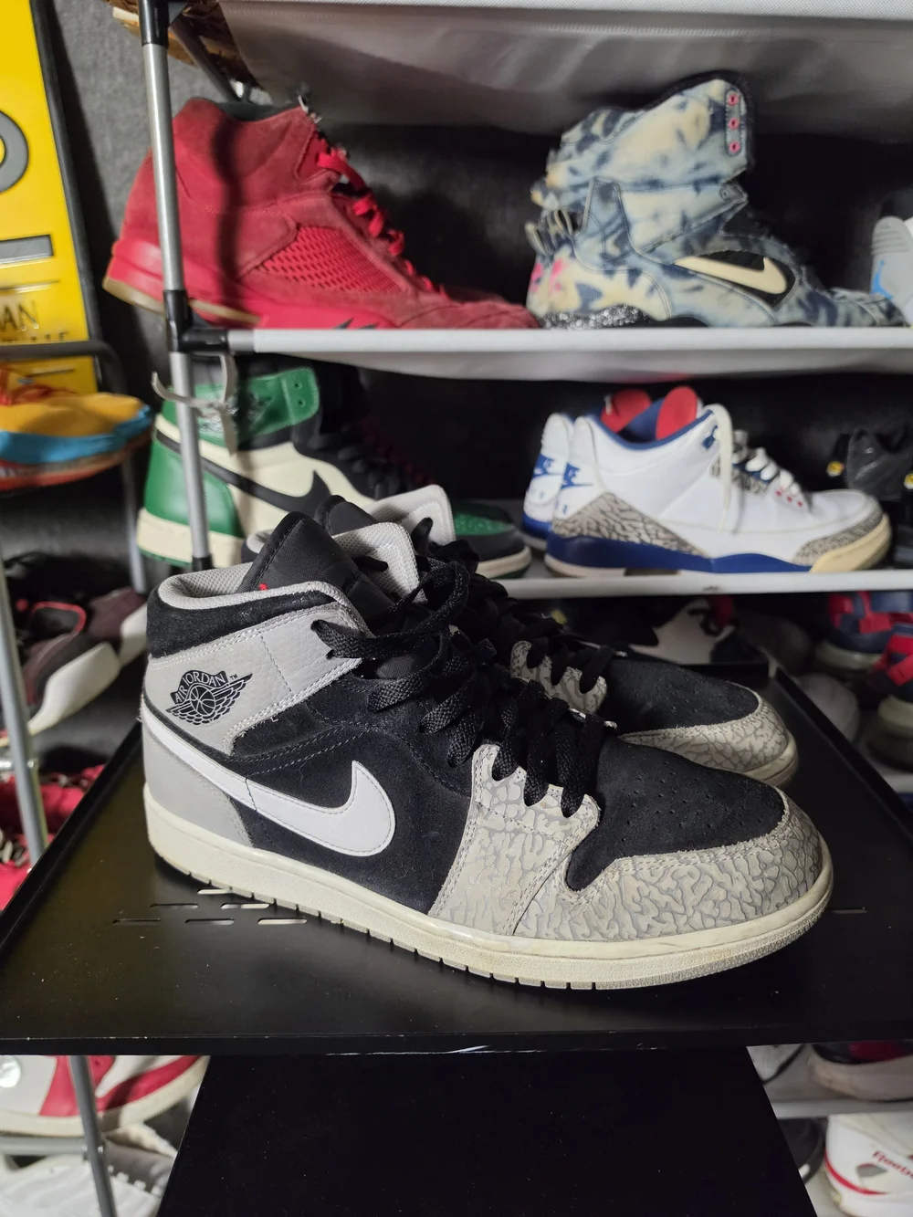 🔥 Nike Air Jordan Elephant Men’s Size 11 Black Gray White High-Top Sneakers